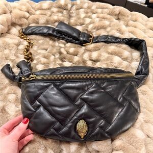 Kurt Geiger Belt Bag - Black Quilted Leather Belt Bag with Gold Hardware - NEW